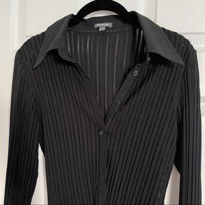Ribbed Y2K Black Button Up